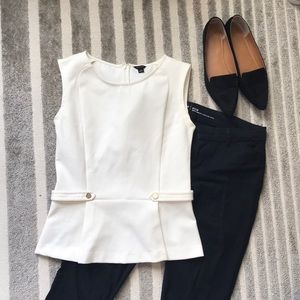 ANN TAYLOR NWOT WHITE PEPLUM TOP